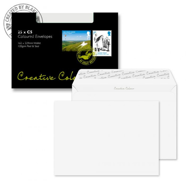 Blake Creative Colour Wallet Peel and Seal Ice White C5 162x229mm 120gsm (Pack 25)