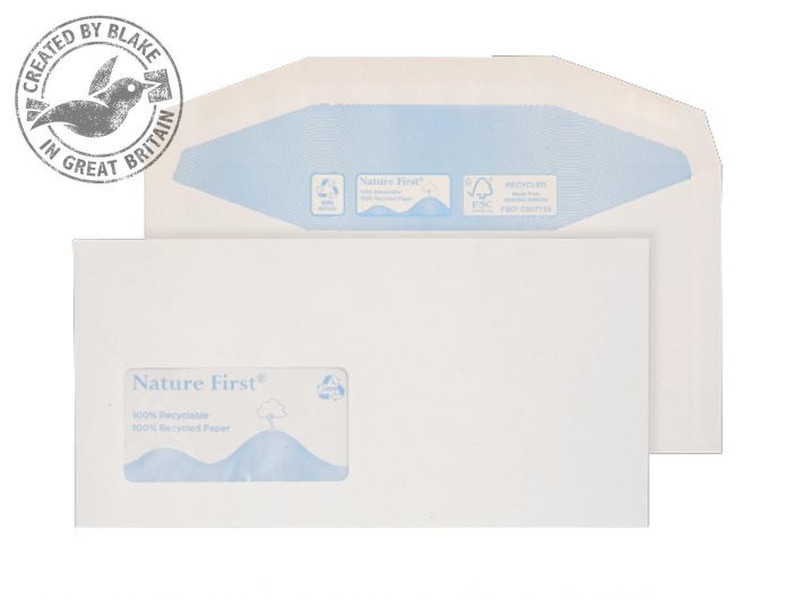 Blake Purely Environmental Mailer Gummed Window White DL+ 114×229mm 90gsm (Pack 1000) window envelope