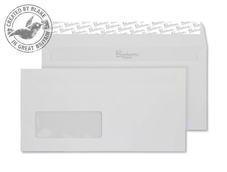 Blake Premium Business Wallet Window Peel and Seal Diamond White Wove DL 120gsm (Pack 25) window envelope