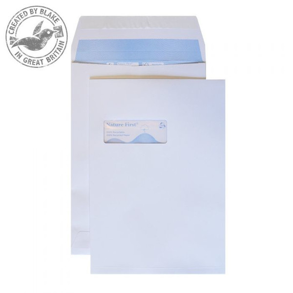 Blake Purely Environmental Gusset Pocket Peel and Seal High Window White C4 150gsm (Pk 125) window envelope