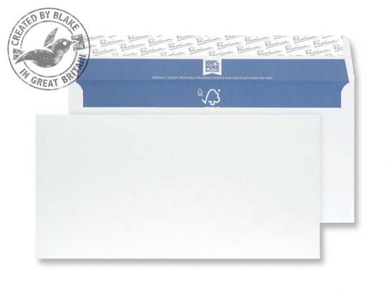 Blake Premium Pure Wallet Peel and Seal Super White Wove DL 110x220mm 120gsm (Pack 500)