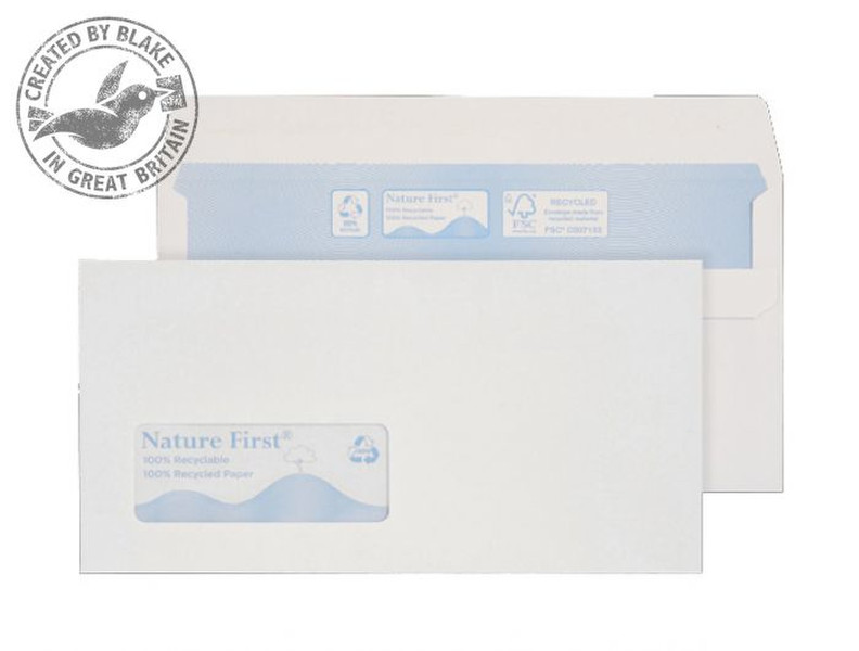 Blake Purely Environmental Wallet Self Seal Low Window White DL 110×220 90gsm (Pk 1000)