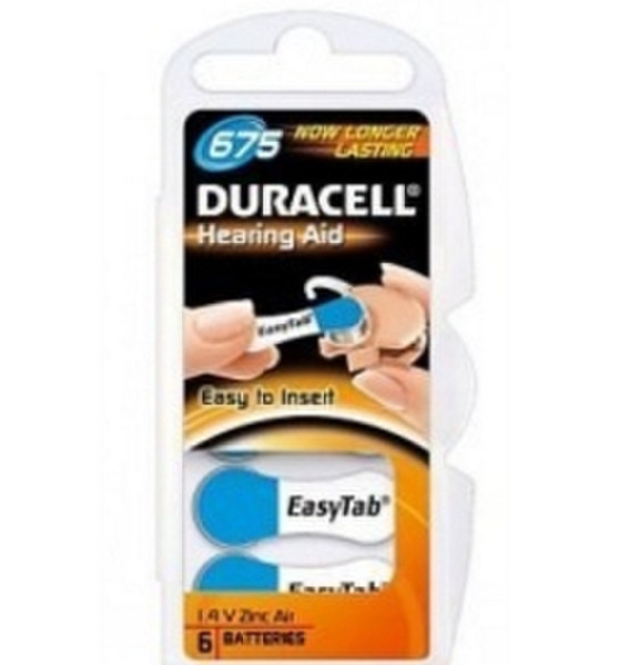 Duracell 1.4 V, zinc-air, 6 pack Zinc-Air 1.4V non-rechargeable battery