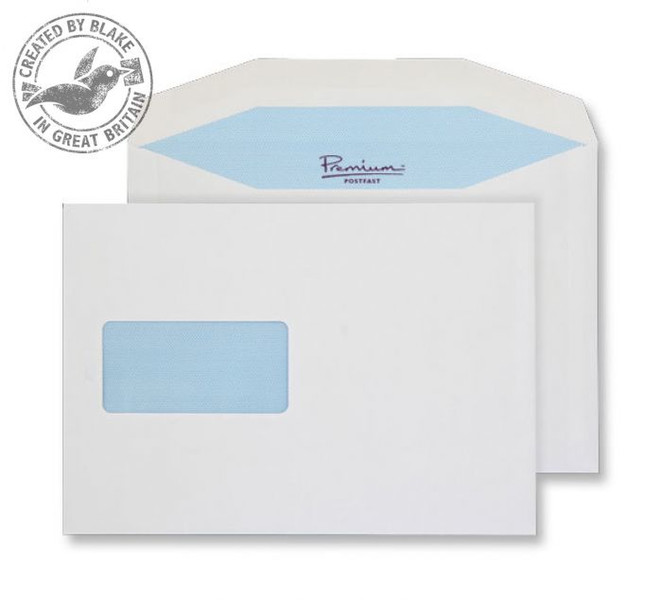 Blake Premium Postfast Mailing Wallet Window Gummed White C5+ 162x235mm 90gsm (Pk 500)