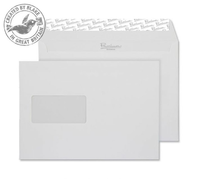 Blake Premium Business Wallet Window Peel and Seal Diamond White Smooth C5 120gsm (Pk500)