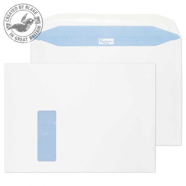 Blake Premium Postfast Mailing Wallet Window Gummed White C4 229x324mm 100gsm (Pk 250)