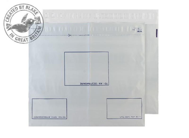 Blake Purely Packaging Polythene Mailing Wallet White Address Panels C3+ (Pack 500)