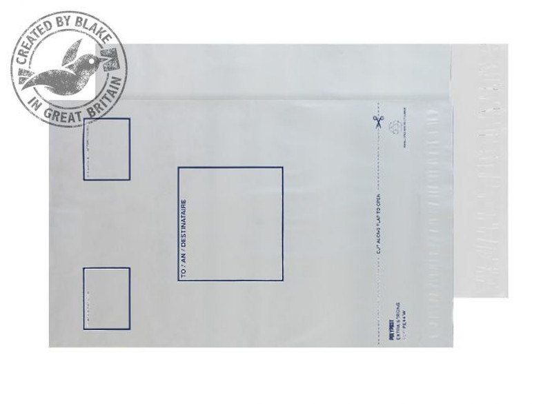 Blake Purely Packaging Polythene Mailing Pocket White Address Panels C4+ (Pack 5)