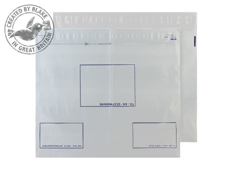 Blake Purely Packaging Polythene Mailing Wallet White Address Panels C2 70µm (Pack 100)