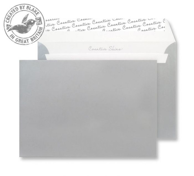 Blake Creative Shine Wallet Peel and Seal Metallic Silver 120gsm C6 114×162mm (Pk 25)