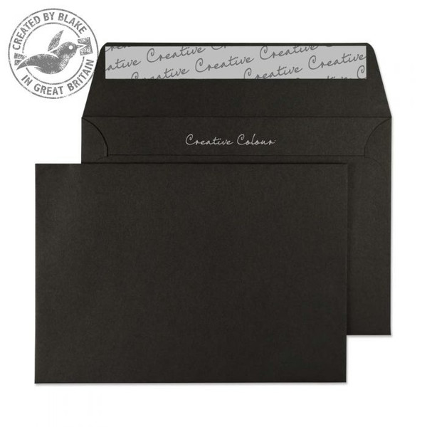 Blake Creative Colour Wallet Peel and Seal Jet Black 120gsm C6 114×162mm (Pk 25)