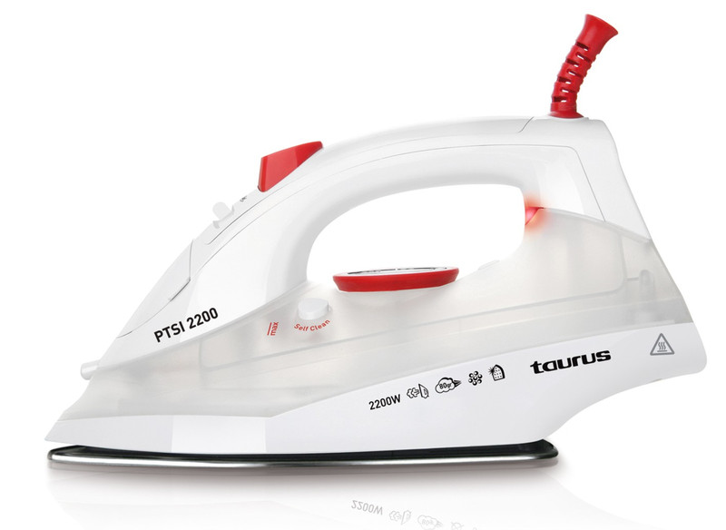 Taurus PTSI 2200 Dry & Steam iron Stainless Steel soleplate 2200W Rot, Weiß