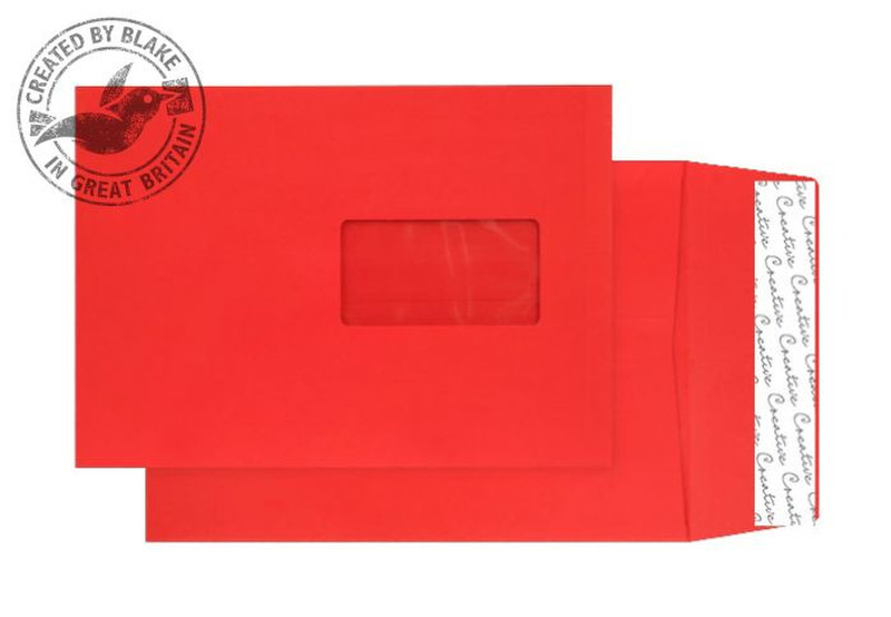 Blake Creative Colour Gusset Pocket Peel and Seal Window Pillar Box Red C5 140gsm Pk 125