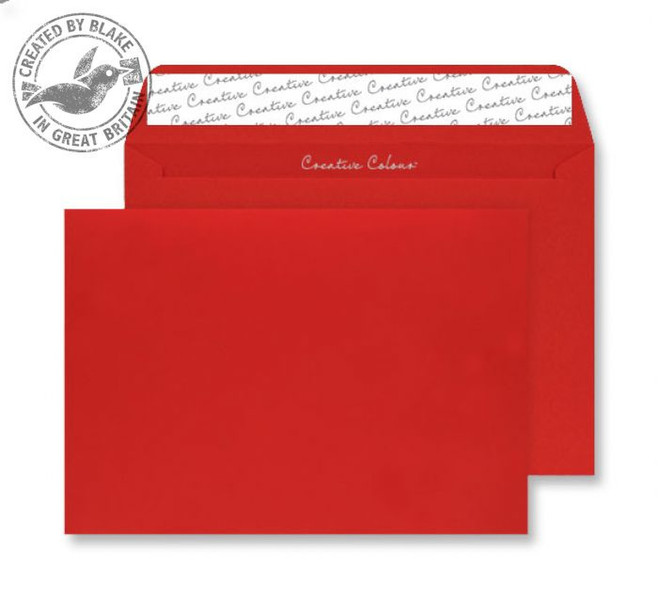 Blake Creative Colour Wallet Peel and Seal Pillar Box Red C4 229×324mm 120gsm (Pack 10)