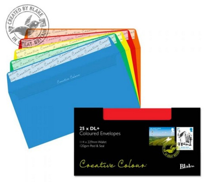 Blake Creative Colour Wallet Peel and Seal Assorted Colours DL 110x220mm 120gsm (Pack 25)