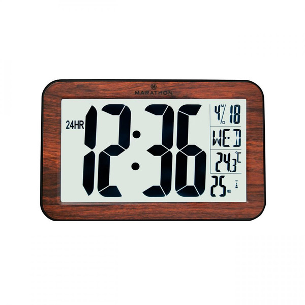Marathon CL030033WD Digital table clock Rectangular Wood table clock