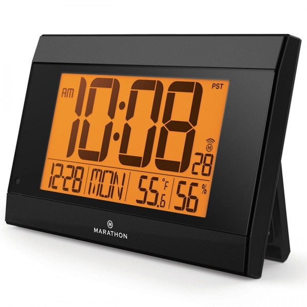 Marathon CL030052BK Digital table clock Rechteckig Schwarz Tischuhr