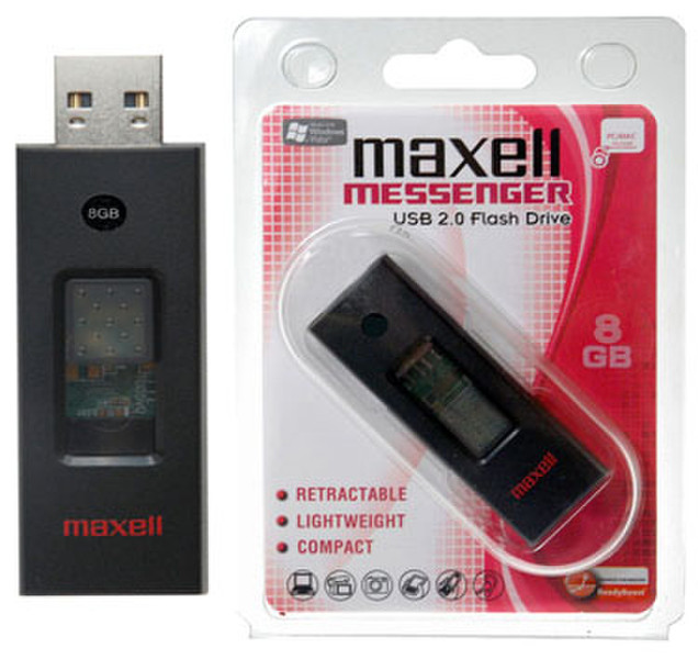 Maxell USB Messenger 2 GB 2ГБ USB 2.0 Тип -A Черный USB флеш накопитель