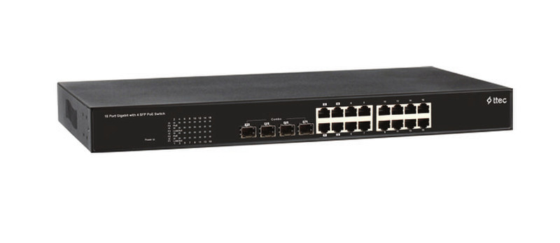 Ttec PSG16-4CR Неуправляемый Gigabit Ethernet (10/100/1000) Power over Ethernet (PoE) Черный сетевой коммутатор