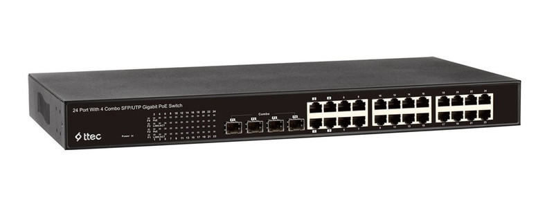 Ttec PSG24-4CR Неуправляемый L2 Gigabit Ethernet (10/100/1000) Power over Ethernet (PoE) Черный сетевой коммутатор