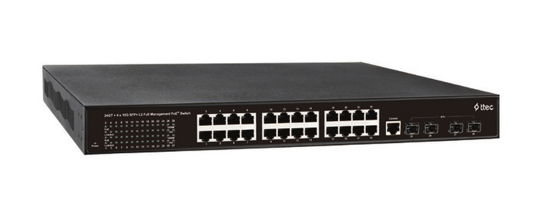 Ttec PSG24-4XRF Управляемый L2+ Gigabit Ethernet (10/100/1000) Power over Ethernet (PoE) Черный сетевой коммутатор