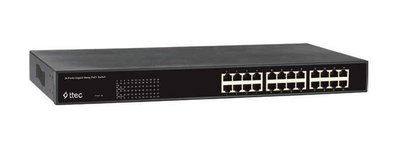 Ttec PSG24-R Неуправляемый L2 Gigabit Ethernet (10/100/1000) Power over Ethernet (PoE) Черный сетевой коммутатор