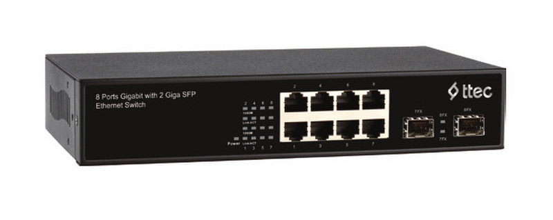 Ttec SG08-2CR Gigabit Ethernet (10/100/1000) Schwarz Netzwerk-Switch