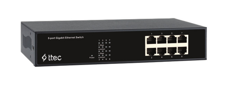 Ttec SG08-R Gigabit Ethernet (10/100/1000) Черный сетевой коммутатор