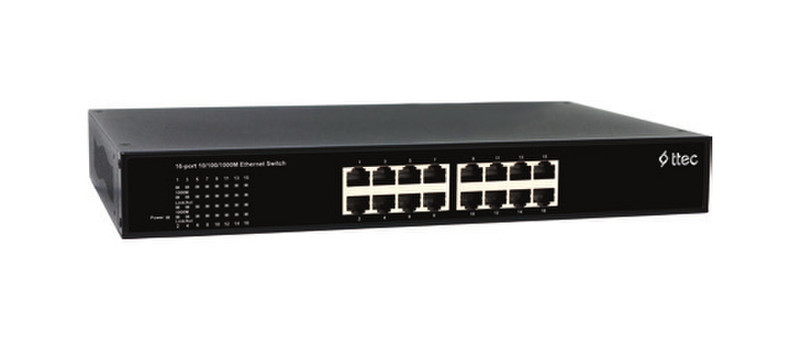 Ttec SG16-R Gigabit Ethernet (10/100/1000) Schwarz Netzwerk-Switch