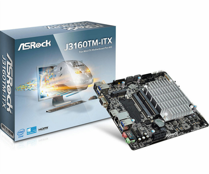 Asrock J3160TM-ITX NA (интегрированный CPU) Mini ITX материнская плата