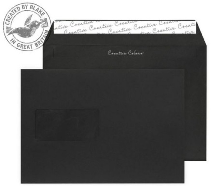 Blake Creative Colour Wallet Peel and Seal Window Jet Black C5 162×229mm 120gsm (Pack 500)
