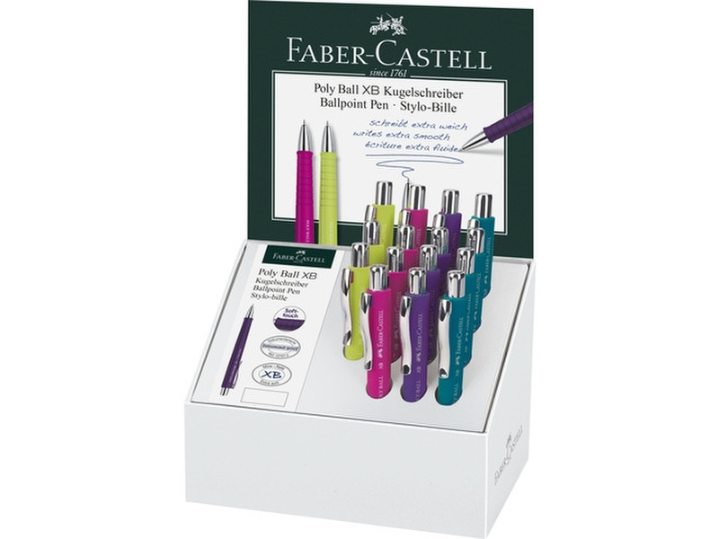 Faber-Castell Polly Ball XB Clip-on retractable ballpoint pen Extra Bold Синий 15шт