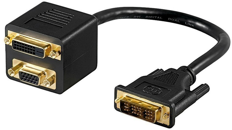 Mercodan 565154 DVI-I DVI-I + VGA (D-Sub) Schwarz Videokabel-Adapter