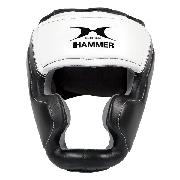 HAMMER 87015 L/XL Schwarz, Weiß Schaum, Leder Boxen Martial Arts Kopfausrüstung