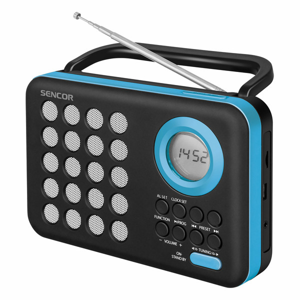 Sencor SRD 220 BBU Digital FM Radio Часы Цифровой Черный, Синий радиоприемник