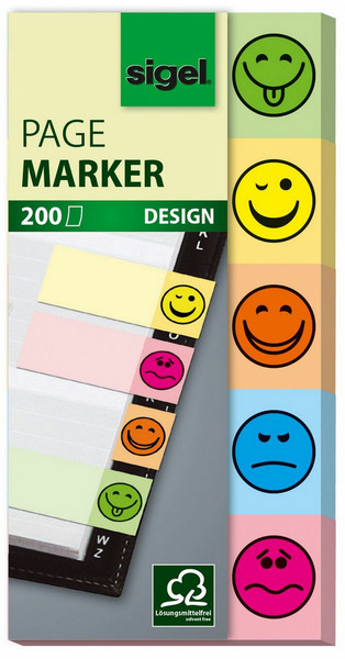 Sigel HN502 Flexible bookmark Синий, Зеленый, Оранжевый, Розовый, Желтый 200шт книжная закладка