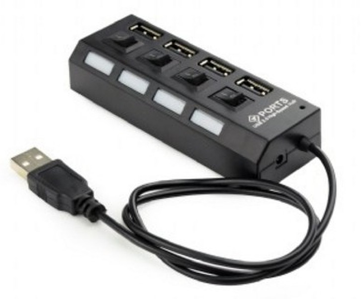 Gembird UHB-U2P4-02 USB 2.0 480Mbit/s Black