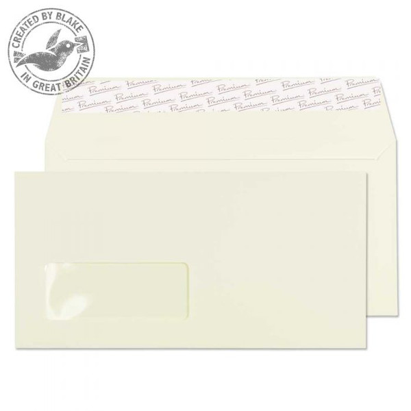 Blake Premium Business Wallet Window Peel and Seal Oyster Wove DL 110x220mm 120gsm (Pk25)