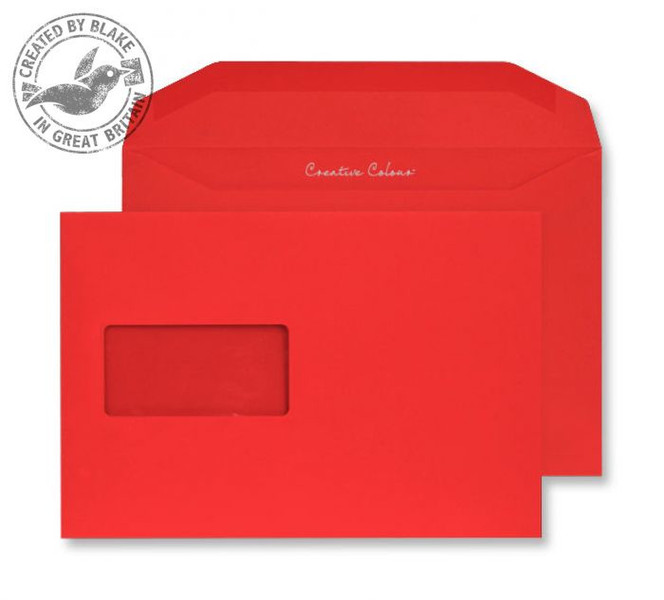 Blake Creative Colour Pillar Box Red Gummed Wallet Window C5+ 162x235mm 120gsm (Pack 500)