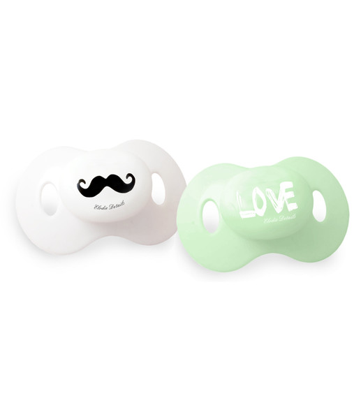 Elodie Details Mustache LOVE Classic baby pacifier Silicone Green,White