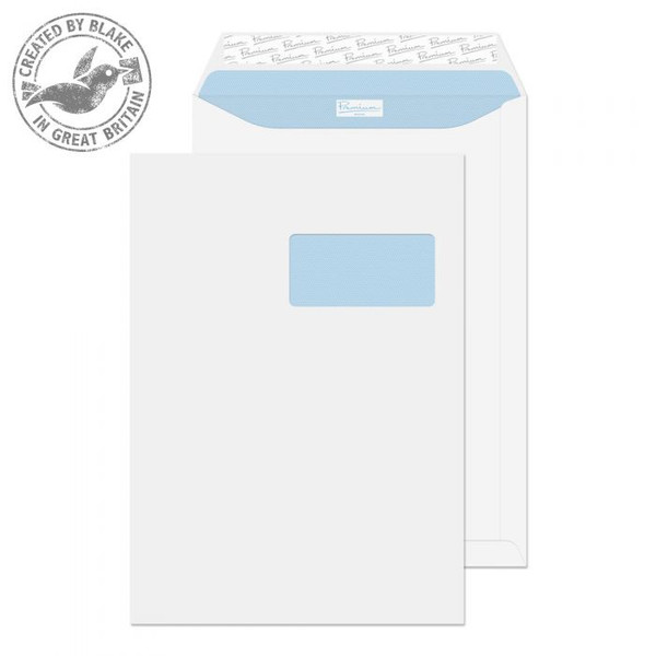 Blake Premium Office Ultra White Wove Pocket Peel and Seal French Window C4 (Pack 250)