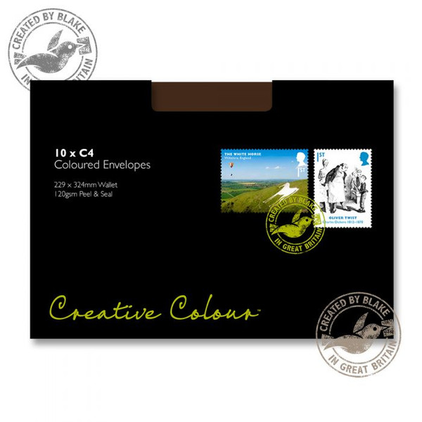 Blake Creative Colour Wallet Peel and Seal Bitter Chocolate C4 229×324mm 120gsm (Pack 10)