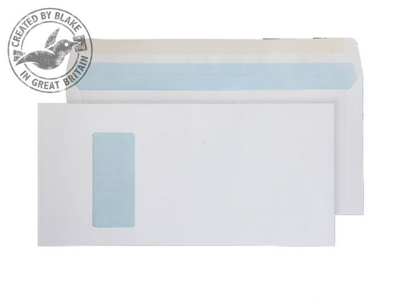 Blake Purely Everyday White Window Gummed Wallet 152x315mm 100gsm (Pack 250) window envelope