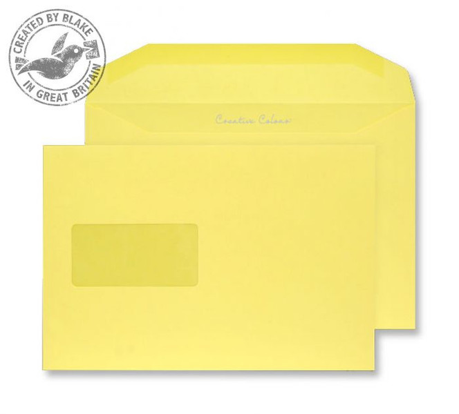 Blake Creative Colour Banana Yellow Gummed Wallet Window C5+ 162x235mm 120gsm (Pack 500) window envelope