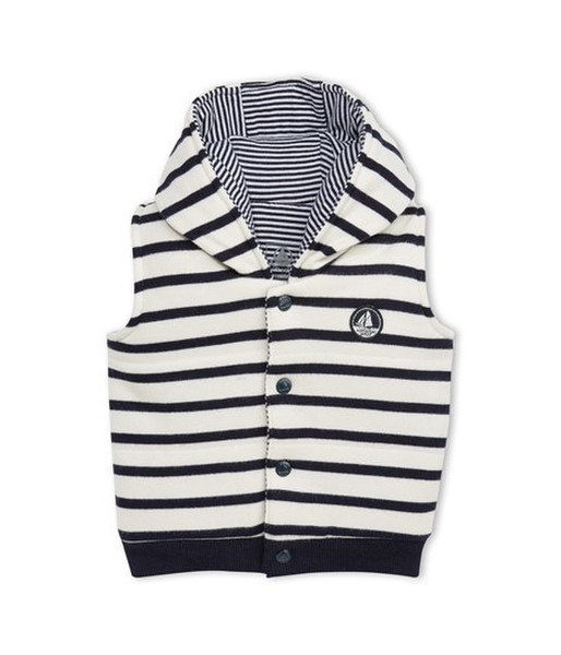 Petit Bateau 1298250000 Мальчик Sweater vest Хлопок Черный, Белый свитер для малыша/младенца