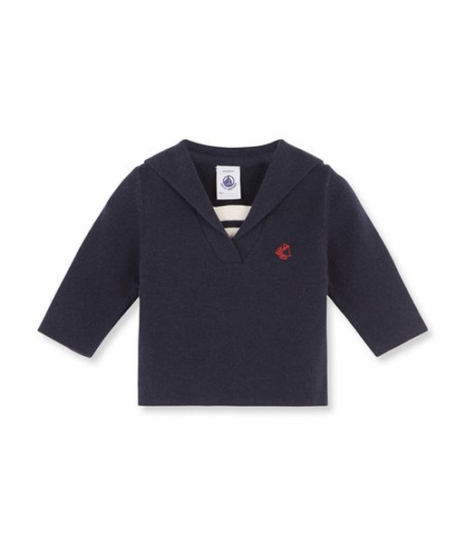 Petit Bateau 1461879000 Boy Sweater Cotton,Wool Blue baby/toddler sweater