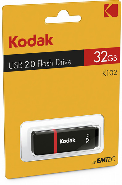 Kodak K100 32GB 32GB USB 2.0 Typ A Schwarz, Rot USB-Stick