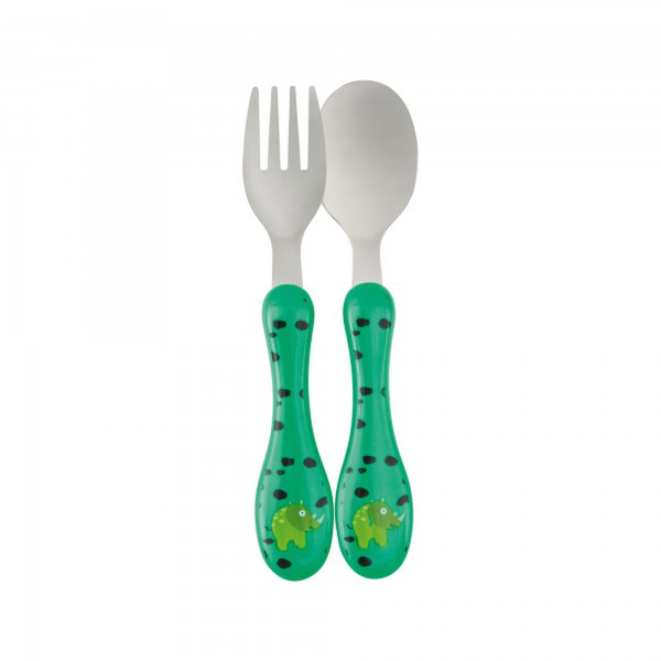 Lässig Wildlife Rhino Toddler cutlery set Green ABS synthetics,Polystyrol,Stainless steel