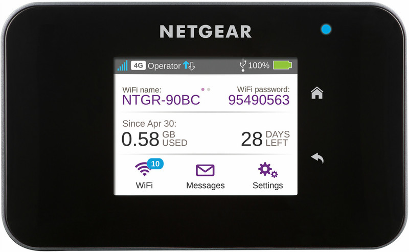 Netgear AirCard 810 Dual-band (2.4 GHz / 5 GHz) Not available Черный 3G 4G