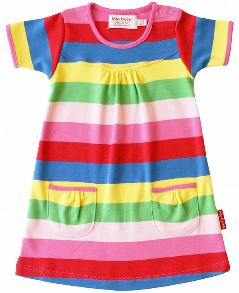 Toby Tiger Organic Cotton Girly Stripe Short Sleeved T-shirt Dress
